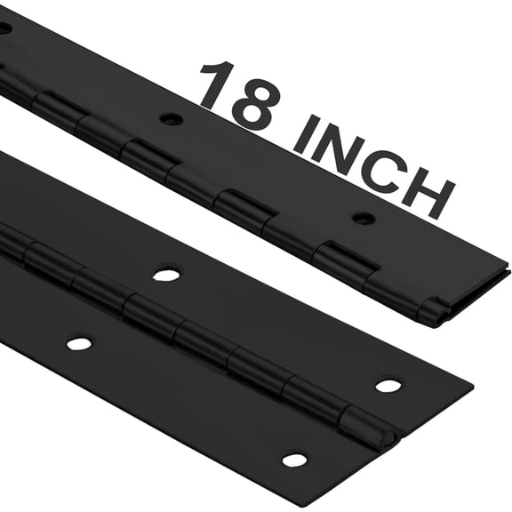 2Pack Heavy Duty Piano Hinge, 2" Open Width x 18" Continuous & Piano Hinges, 0.06” Thick Stainless Steel Piano Hinge with Holes, Black Stainless Furniture Hinges for Cabinet Door Cases Woodworking