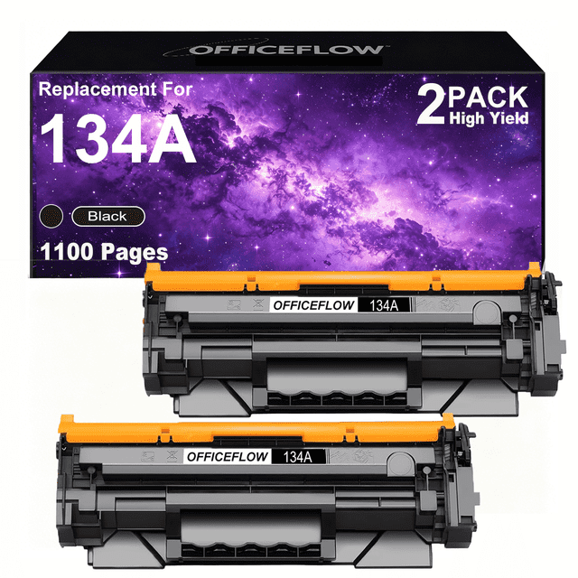 2Pack High Yield 134A Black Toner Cartridge (with Chip) Compatible for ...