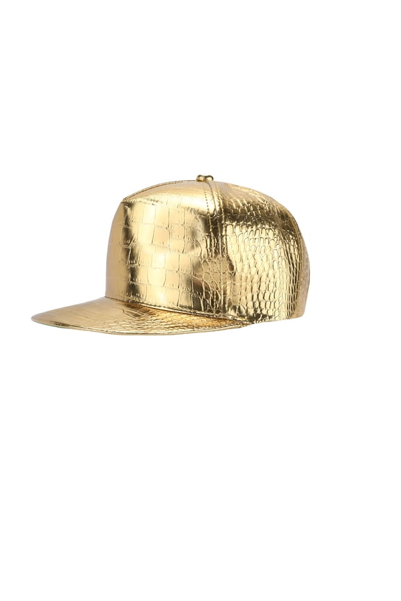 2Pack Hip Hop Gold Hat Rock Flat Brim Bill Hats Adjustable Funny Snapback Hat for Men and Women