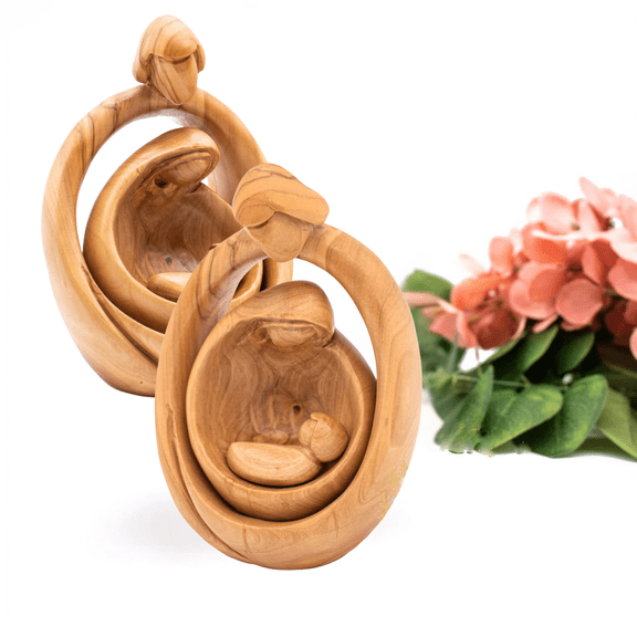 2Pack Holy Family Figurine – Small Hand-Carved Nativity Scene, Jesus Statue Resin Tabletop Ornaments, Religious Housewarming Gifts,Easter Home Decor