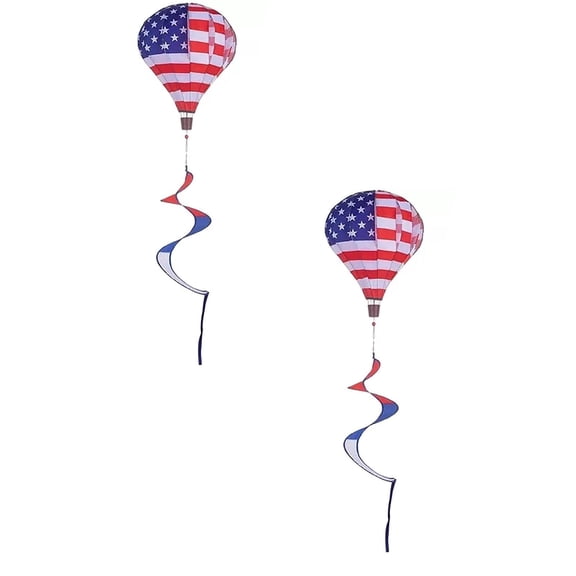 2Pack Hot Air Balloon Wind Spinner, 59" Garden Windmills and Spinners Decorations Large Outdoor Hanging Decor Lawn Yard Windsock Ornaments Colorful Wind Hanging Patriotic Wind Catchers Ornaments
