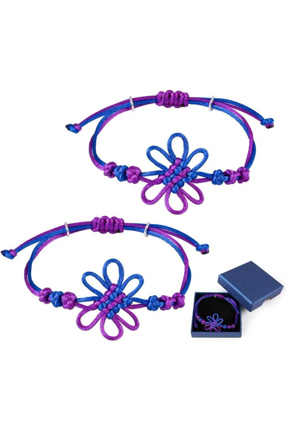 2Pack Hunter Theme Knot Bracelets Set with Jewelry Box, Crystal, Style T2222