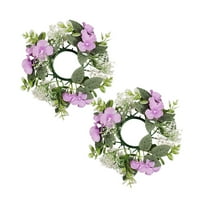2Pack Hydrangea Candle Rings Wreaths Floral Candle Ring Candlerings For Pillar Candle Event & Party Home Decor