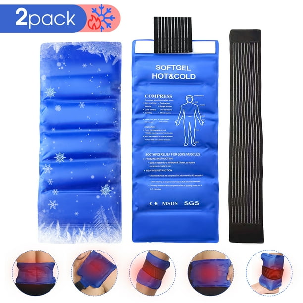 2Pack Ice Pack for Injuries Reusable Gel Hot and Cold Pack Therapy Wrap for Hip Neck Shoulder Knee Back Hot Cold Compress for Swelling Bruises Surgery 18 x 7 in Walmart Business Supplies