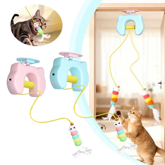 2Pack Interactive Cat Toys for Indoor Cats: Automatic Flying Bird Feather Wand with Caterpillar Chase Exercise Enrichment Stimulation, Rechargeable Durable Safe Hanging Toy for Bored Kittens Adult