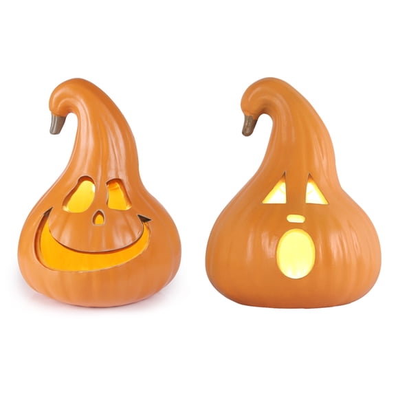 2Pack Jack O Lantern Halloween Pre-Lit Pumpkin Lanterns for Halloween Party Home Indoor & Outdoor Décor