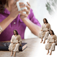 thumbnail image 1 of 2Pack Jesus Resin Desk Figurine, Easter Decor, Handmade Sitting Jesus Christ Statue Sign, Unique Religious Decorative Gift for Car Dashboard Home Office Table Ornament, 1 of 8