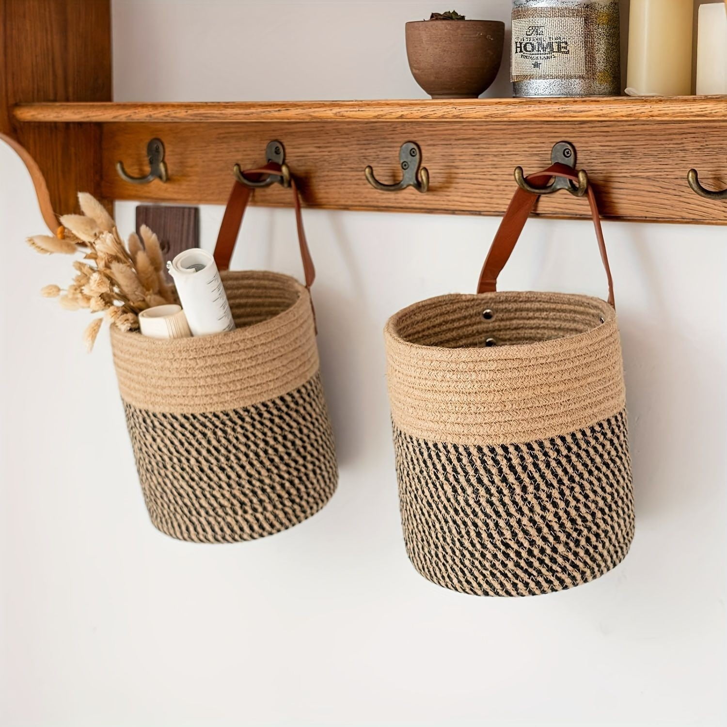 2Pack Jute Rope Hanging Basket - Woven Fern Wall Hanging Basket Flower ...