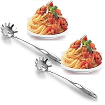 2Pack Kitchen Spaghetti Server Rustproof Durable 201 Stainless Steel Pasta Spoon Server With Ergonomic Handle Kitchen Cooking Spoons Spatulas Pasta Forks 13.6 Inch Cooking Utensils Home Decor