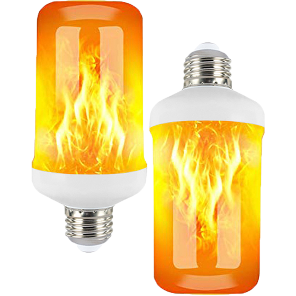 2 Pack Flame Effect LED, 4 Upgraded Modes, Fire Halloween Christmas Decoration Lights, E27 Base