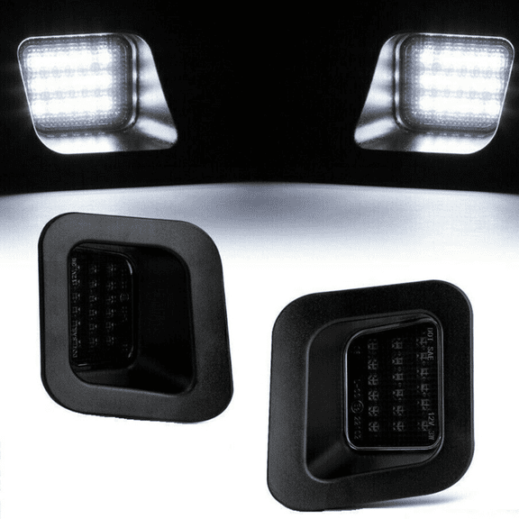 2Pack LED License Plate Lights Bright White Smoke Lens Tag Lamp Assembly Replacement Compatible with 2003-2018 Dodge RAM 1500 2500 3500 Pickup Truck-Blackened lampshade + black lamp board