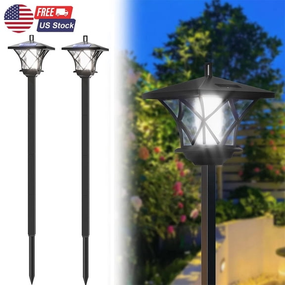 2Pack LED Solar light Post Outdoor 59''Garden Yard Landscape Floor Lamp W/Pole
