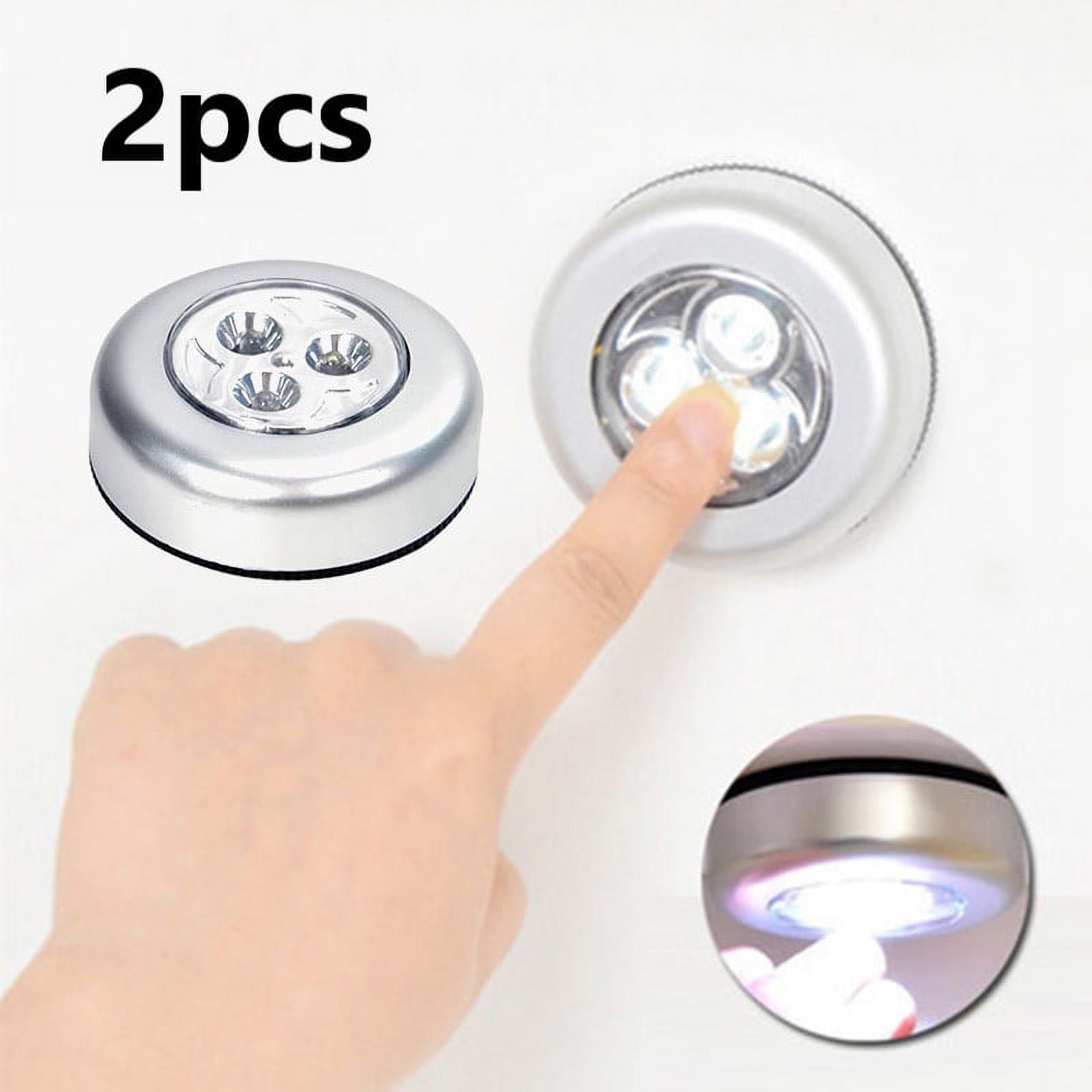 2Pack LED Touch Push Light Self Stick On Click Battery Button Spot Lights
