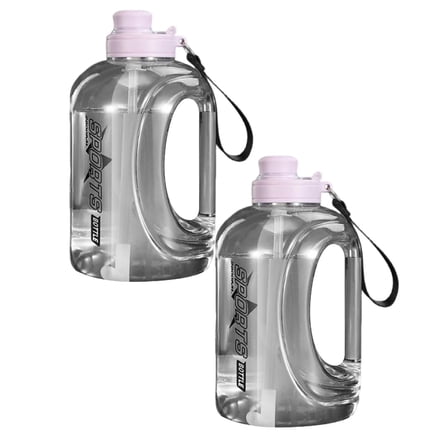 2Pack Large 2.8L Water Bottle With Straw And Chug Lid Leakproof Portable Sports Jug For Outdoor Hiking Gym Camping Travel Glass&Bottle Home Decor