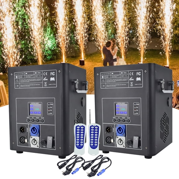 2Pack Large Cold Spark Machine DMX Firework Machine LCD Screen for Wedding Stage Party DJ Disco, Black