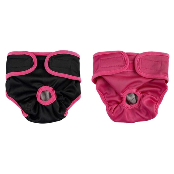2Pack Large Size Washable Dog Diapers for Female Dogs, Reusable Waterproof Leak Proof Diapers for Heat & Incontinence, Red + Black, XL
