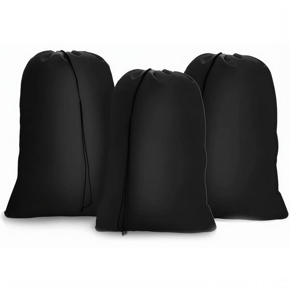 3 Pack XXL Drawstring Laundry Bag, 28x40 Inch Machine Washable Hamper Liner for Travel Camping, 3 Black