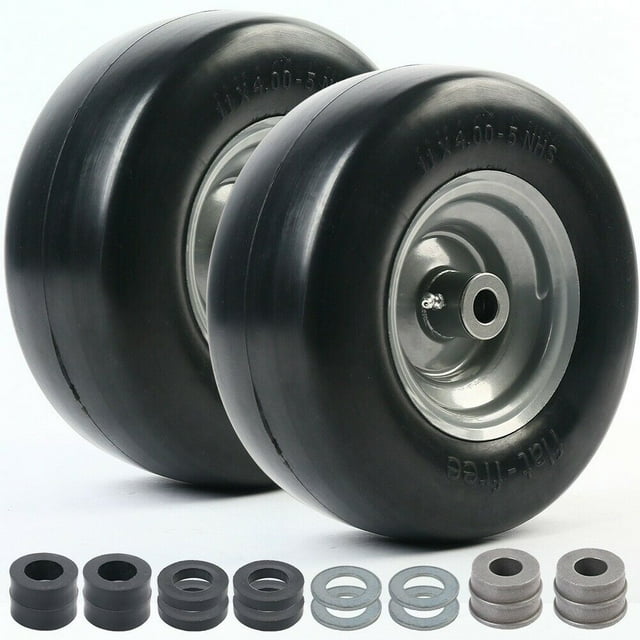 2Pack, Lawn Mower Tire, On Wheel, Flat Free, Smooth Tread, Tire, Zero