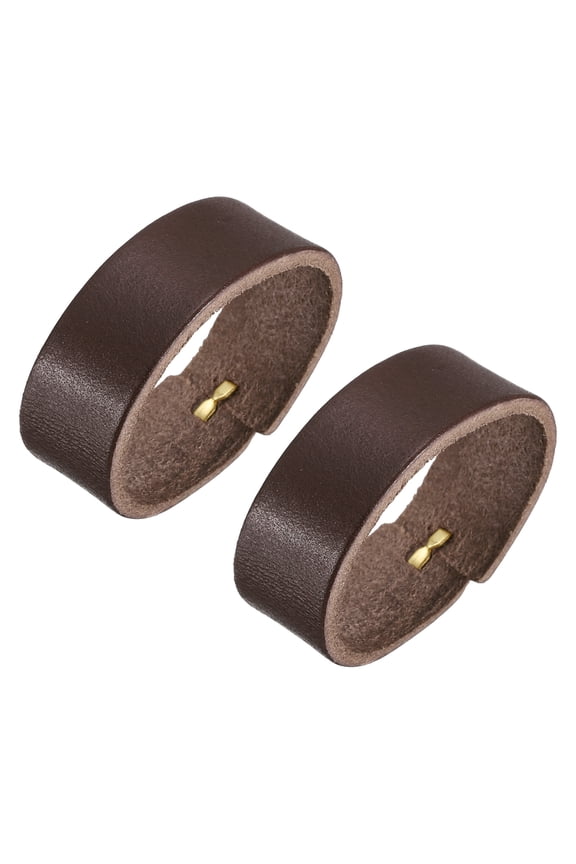 2Pack Leather Belt Loop Keepers, 11.5cm Outer Girth Belt Strap Ring Buckle (Coffee)
