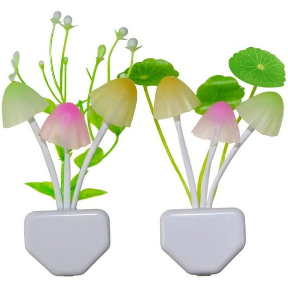 2Pack Led Sensor Night Light Plug-in Wall Lamps Color Changing,Mushroom Night Lights for Kids Adults Stocking Stuffers Ideas