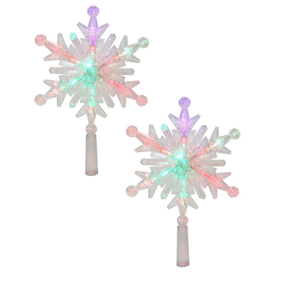 2Pack Led Snowflake Topper Lighted Xmas Treetop Festive Ornament For Holiday Parties Reusable For Family Gatherings Design Hangs Home Decor