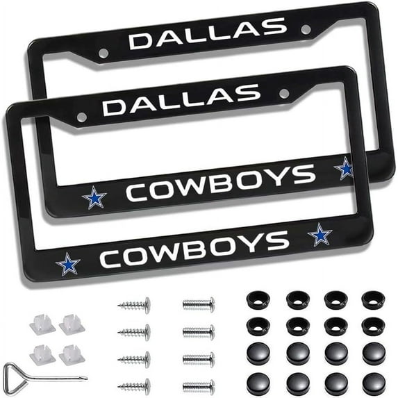 2Pack License Frames Cover for Cowboys, Novelty License Plate Frames Holder, Universal USA Standard Licenses Frame Tag with Screw Caps