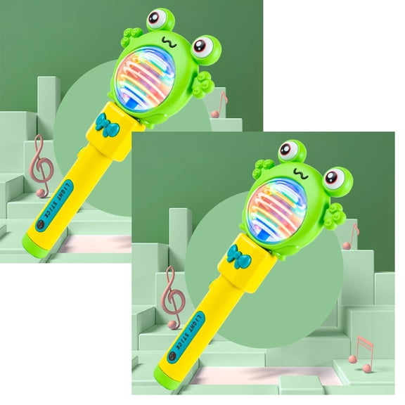 2Pack Light Up Wand Kids Flashing Fairy Wand Lighted Wand | Sensory Toys Glowing Stick Led Wand Toy Wand With Rotating Lights & Colors Bunny/Frog Musical Toys For Kids Ages Novelty Funny Toy