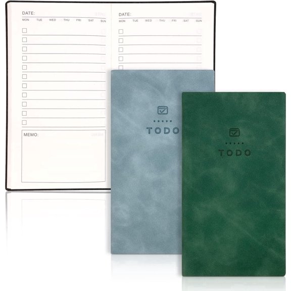 FULANDL 2-Piece Diary Set, 196 Page to-Do List with Leather Cover, Suitable for Work and Study