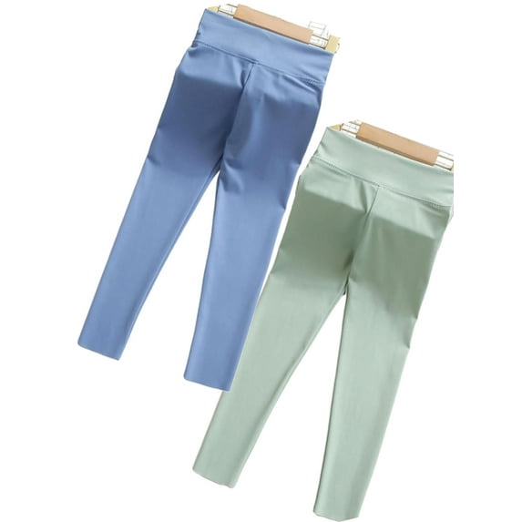 2Pack Little Girls Yoga Leggings Big Kids Footless Tight Legging Teen Skinny Running Fitness Dances Pants 7-13Y