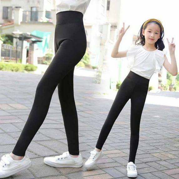 2Pack Little Girls Yoga Leggings Big Kids Footless Tight Legging Teen Skinny Running Fitness Dances Pants 7-13Y