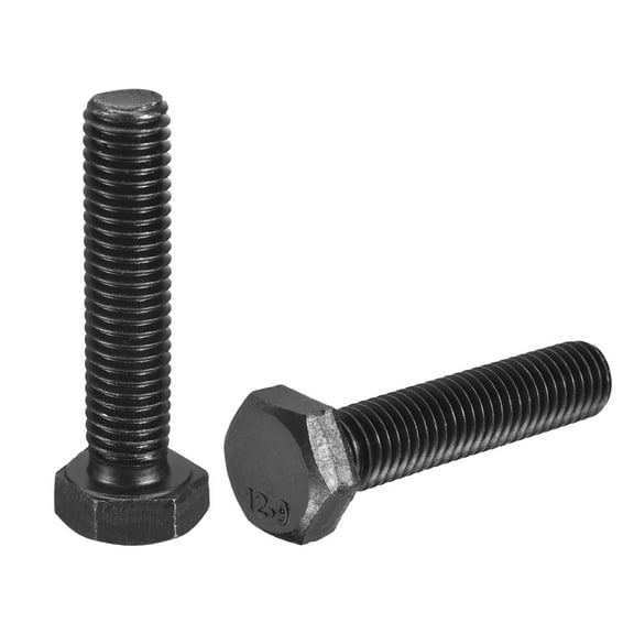 2Pack M10-1.5 x 45mm Left Hand Hex Head Bolt, Black Oxide Carbon Steel Reverse Fully Threaded Fastener Screws Bolts for Machinery, Automobiles and Construction