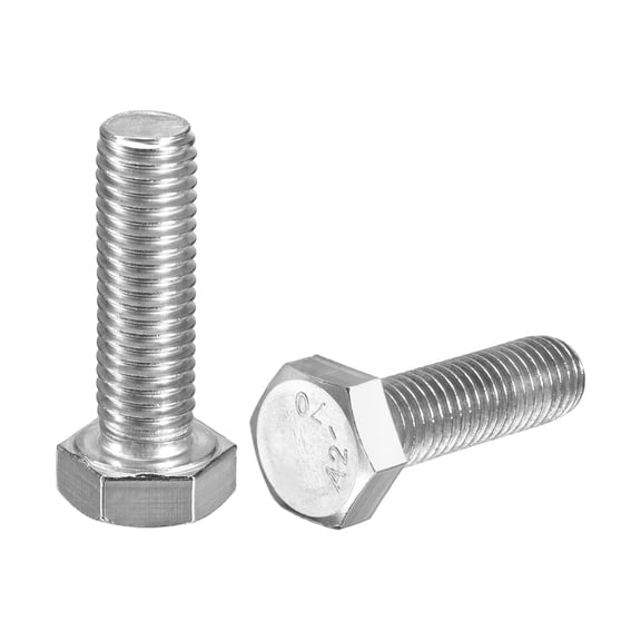 2Pack M12-1.75 x 40mm Left Hand Hex Head Bolt, 304 Stainless Steel Reverse Fully Threaded  Fastener Screws Bolts for Machinery, Automobiles and Construction