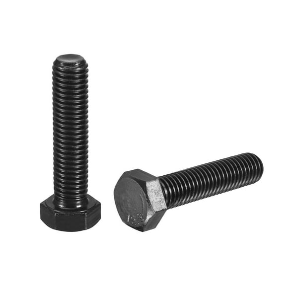 2Pack M12-1.75 x 50mm Left Hand Hex Head Bolt, Black Oxide Carbon Steel Reverse Fully Threaded  Fastener Screws Bolts for Machinery, Automobiles and Construction