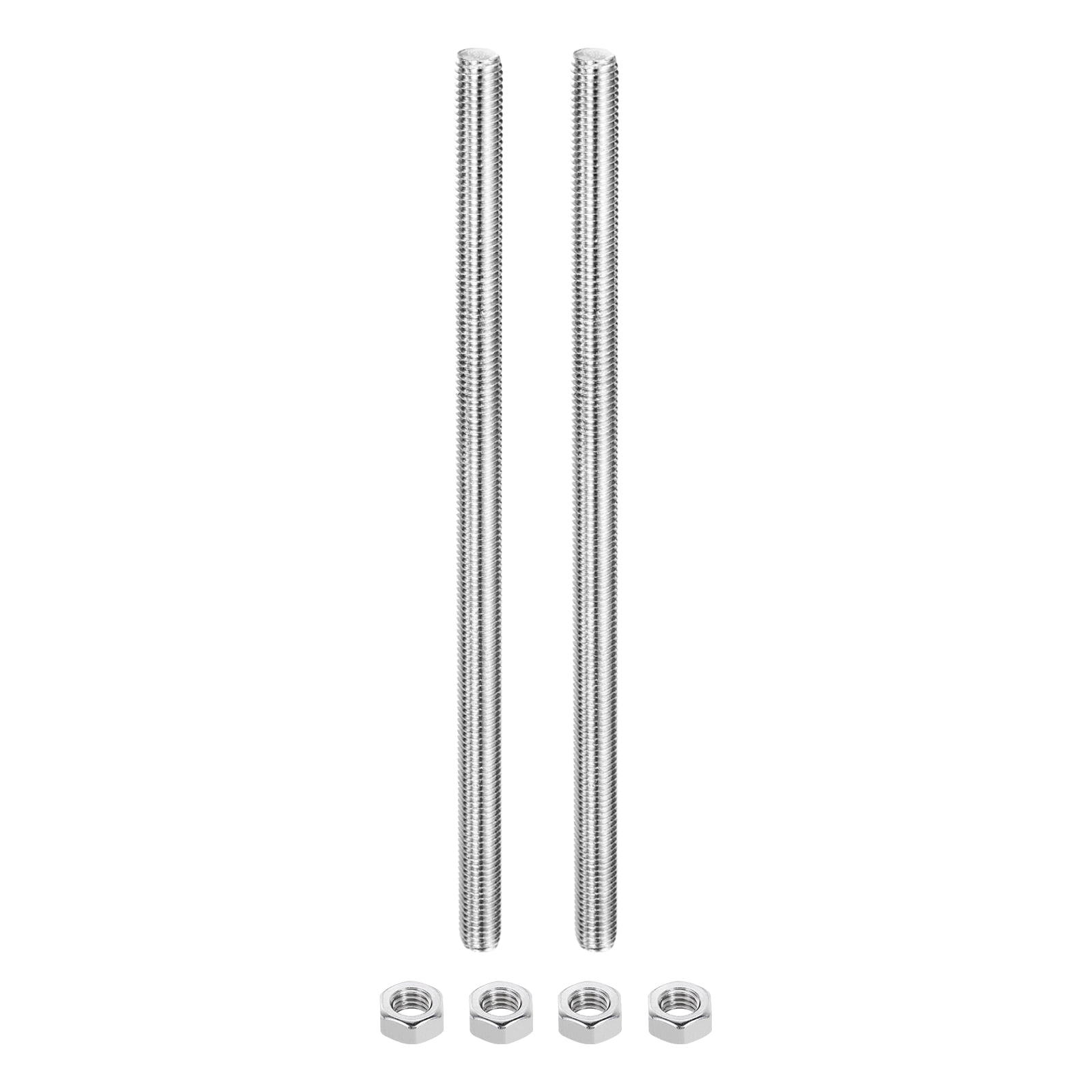 Uxcell 2Pack M12 x 250mm Fully Threaded Rod with 4 Pack Hex Nuts and 1.25mm Thread Pitch