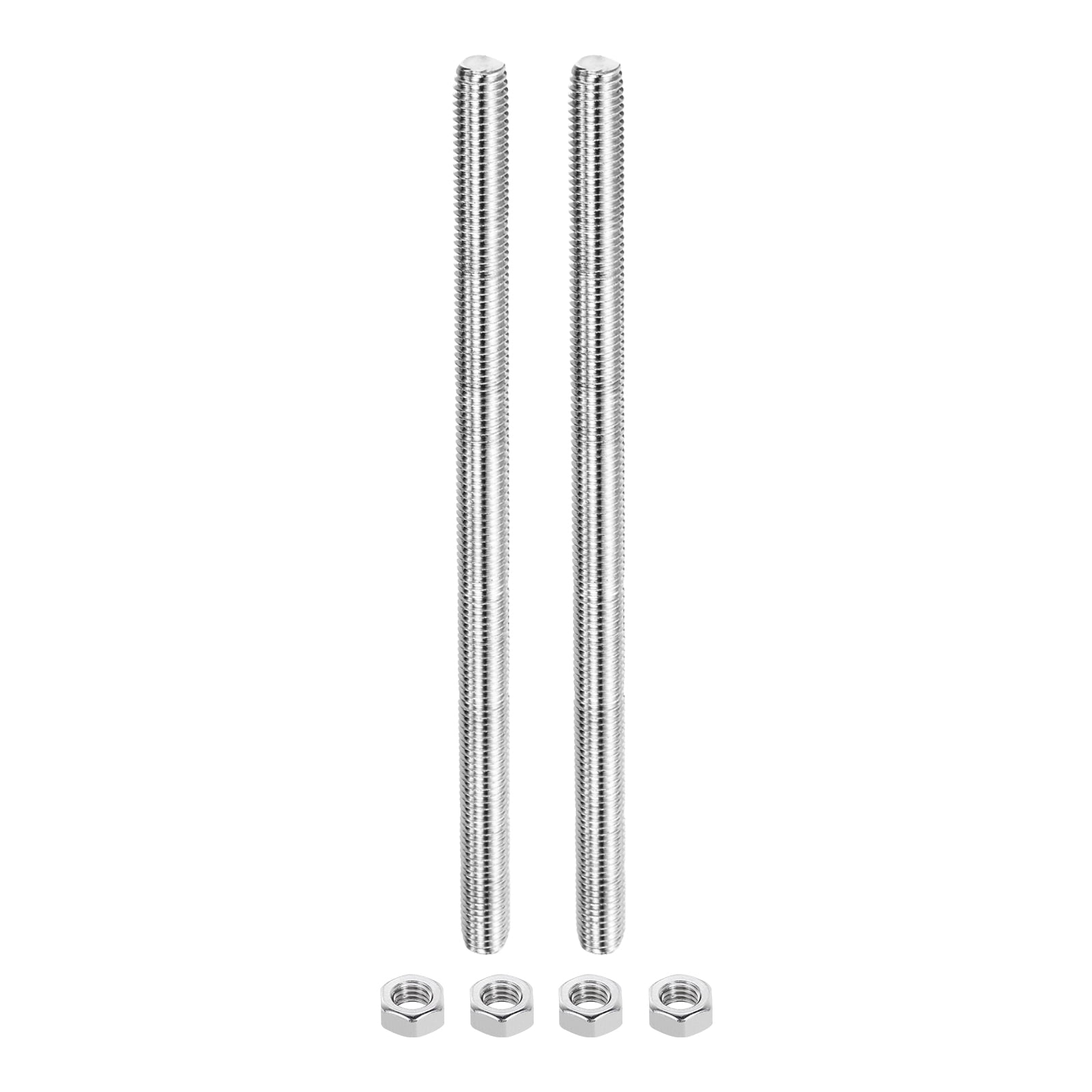 2Pack M14 x 250mm Fully Threaded Rod with 4 Pack Hex Nuts, 1.25mm Thread Pitch 304 Stainless Steel