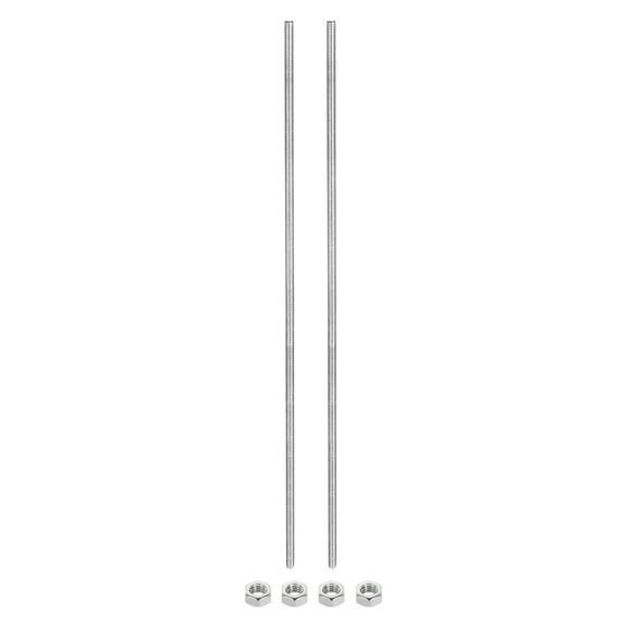 2Pack M4 x 300mm Fully Threaded Rod with 4 Pack Hex Nuts, 1.25mm Thread Pitch 304 Stainless Steel