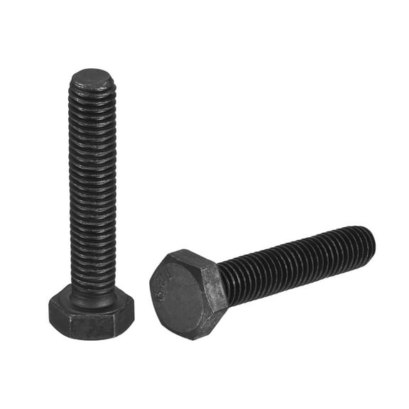 2Pack M8-1.25 x 40mm Left Hand Hex Head Bolt, Black Oxide Carbon Steel Reverse Fully Threaded Fastener Screws Bolts for Machinery, Automobiles and Construction