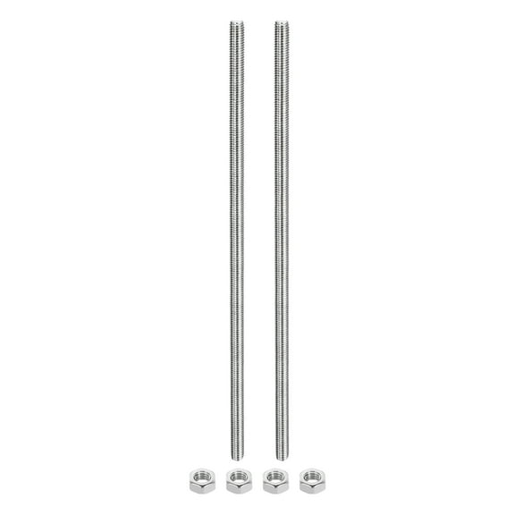 2Pack M8 x 200mm Fully Threaded Rod with 4 Pack Hex Nuts, 1.25mm Thread Pitch 304 Stainless Steel