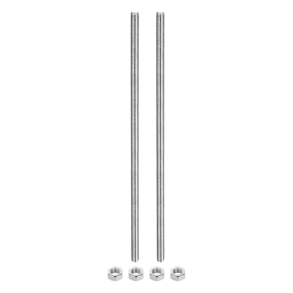 2Pack M8 x 200mm Fully Threaded Rod with 4 Pack Hex Nuts, 1.25mm Thread Pitch 304 Stainless Steel