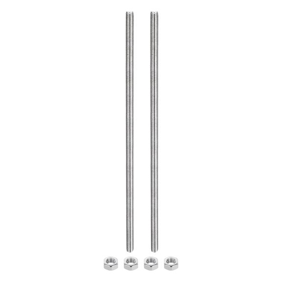 2Pack M8 x 250mm Fully Threaded Rod with 4 Pack Hex Nuts, 1.25mm Thread Pitch 304 Stainless Steel