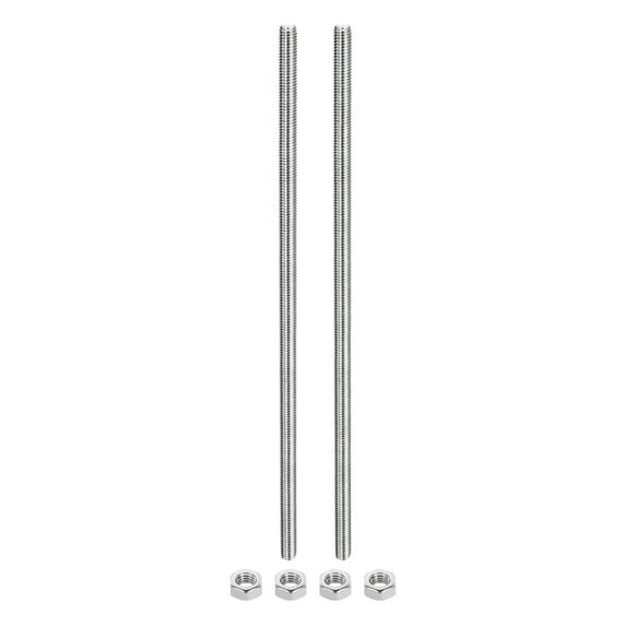 2Pack M8 x 300mm Fully Threaded Rod with 4 Pack Hex Nuts, 1.25mm Thread Pitch 304 Stainless Steel