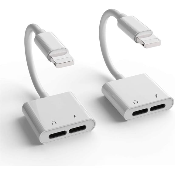 for 2Pack[MFi Certified]Headphones Jack Adapter for Charging iPhone 7/8Plus/X/Xr/Xs/SE/11/12/Pro/Max/ipad Dongle Converter Charger Accessories Cables Audio Connector Earphone Dual Lightning Splitter