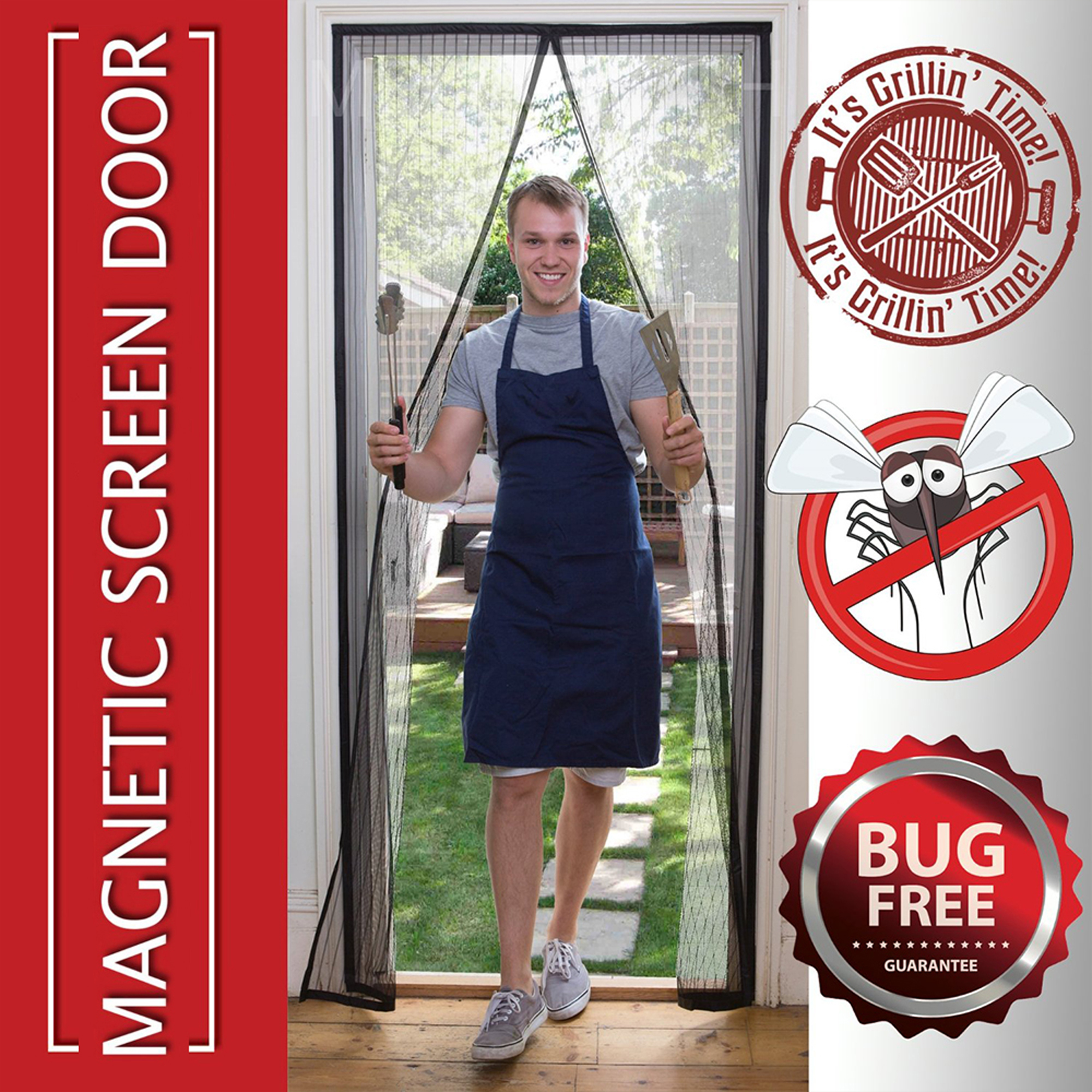 2Pack, Magnetic Mosquito Screen Door Heavy Duty Mesh & Hands Free Magnetic Anti Bugs Fly Curtain -  39*82'' - image 1 of 7