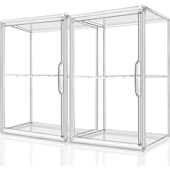 2Pack Makeup Organizer Storage, Large Capactiy Acrylic Bathroom Organizer, Clear Cosmetics Bins with Division Board for Vanity, Skincare, Countertop Storage and Display Case