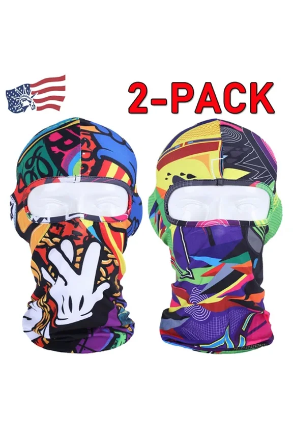 2Pack Men Women Balaclava Face Mask Windproof Ski Uv Sun Hood Tactical Masks