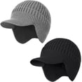 thumbnail image 1 of 2Pack Men&Women Winter Warm Fleece-Lined Knit Beanie Hats with Visor & Ear Flaps for Cold Weather, 1 of 7