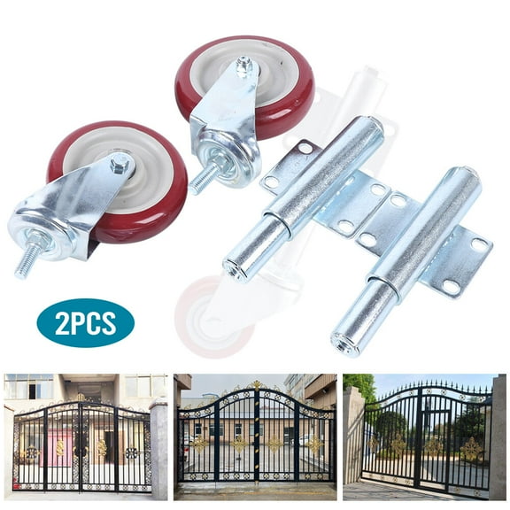 2Pack Metal Gate Wheel Flat with Spring Loaded Swivel Caster 220lbs Heavy Duty