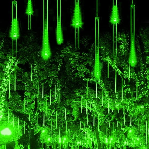2Pack Meteor Shower Rain Lights, Waterproof 30cm 8Tubes 288LEDs Waterfall Falling Cascading Rain Drop Solar Icicle String Lights for Garden Christmas Wedding Party Decorations