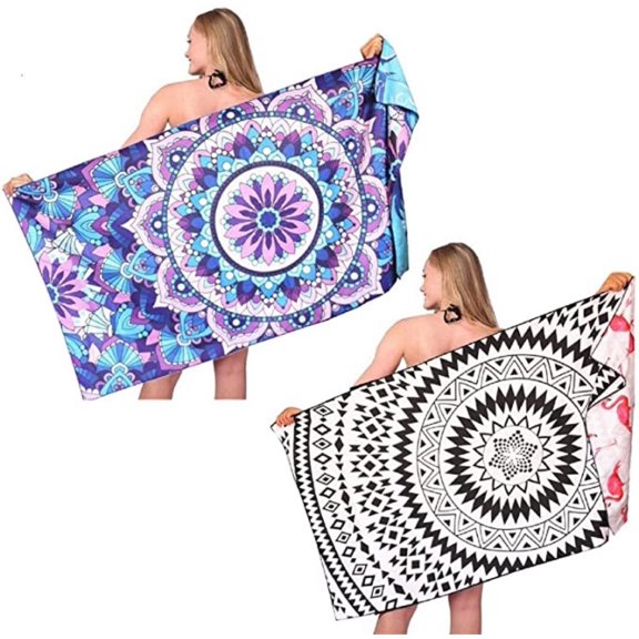 Fuklindy Mandala Cotton Towels & Washcloths, 2 Count