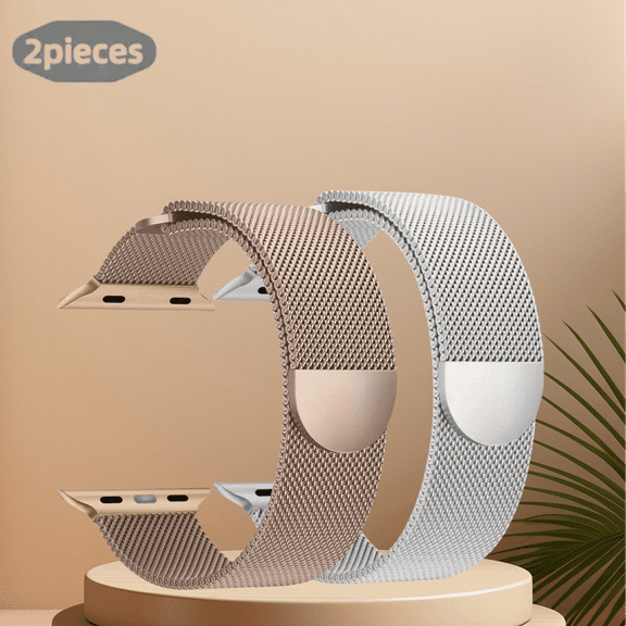 2Pack Milanese Loop for Apple Watch Band 40mm 41mm 38mm iwatch band Women Men,Stainless Steel Mesh Magnetic Strap for Apple watch Ultra/2 Series 9 8 7 6 5 4,SE 2nd Generation